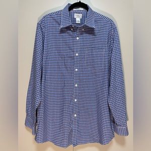 LL Bean Men's Large Wrinkle Resistant Blue Red Check Long Sleeve Button Down